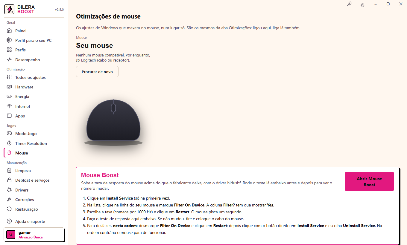 Tela do mouse